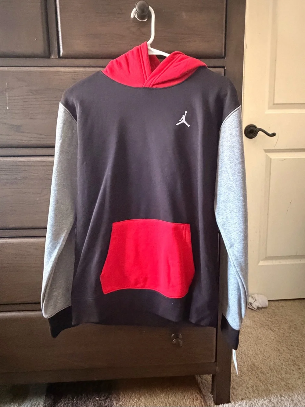 Jordan Men’s Black, Gray & Red Crewneck Hoodie